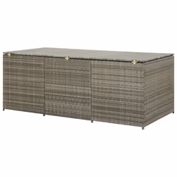 vidaXL Garden Storage Box Poly Rattan Grey Outdoor Garden Cushion Boxes Bench - Additional view 4