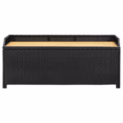 vidaXL Garden Storage Bench Poly Rattan 120cm Black Outdoor Cabinet Multi Box