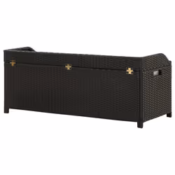 vidaXL Garden Storage Bench Poly Rattan 120cm Black Outdoor Cabinet Multi Box - Additional view 4