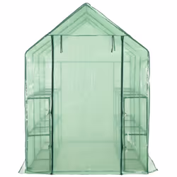 vidaXL Walk-in Greenhouse with 12 Shelves Steel Warm House Hobby Greenhouses