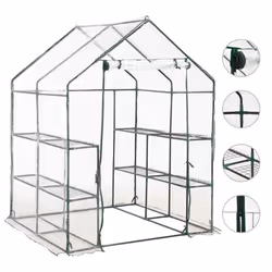 vidaXL Greenhouse with 8 Shelves Garden Outdoor Warm House Hobby Greenhouses