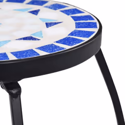vidaXL 3x Mosaic Tables Round Blue & White Ceramic Plant Desks Garden Balcony - Additional view 6