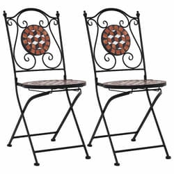 VidaXL 46714 outdoor chair Terrace Ceramic, Iron Black, Brown, Cream