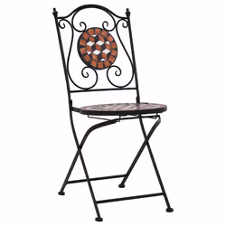 VidaXL 46714 outdoor chair Terrace Ceramic, Iron Black, Brown, Cream