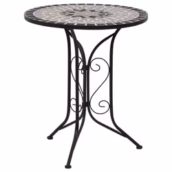 vidaXL Mosaic Bistro Table Grey 61 cm Ceramic Outdoor Garden Balcony Patio