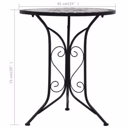 vidaXL Mosaic Bistro Table Grey 61 cm Ceramic Outdoor Garden Balcony Patio