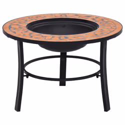 vidaXl Mosaic Fire Pit Terracotta 68cm Ceramic Tile Firepit Garden BBQ Stove