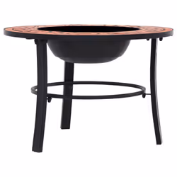 vidaXl Mosaic Fire Pit Terracotta 68cm Ceramic Tile Firepit Garden BBQ Stove