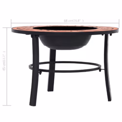vidaXl Mosaic Fire Pit Terracotta 68cm Ceramic Tile Firepit Garden BBQ Stove - Additional view 8