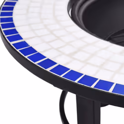 vidaXl Mosaic Fire Pit Blue & White 68cm Ceramic Tile Firepit Garden BBQ Stove