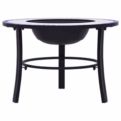 vidaXl Mosaic Fire Pit Blue & White 68cm Ceramic Tile Firepit Garden BBQ Stove - Additional view 5