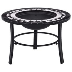 vidaXl Mosaic Fire Pit Black & White 68cm Ceramic Tile Firepit Garden Stove