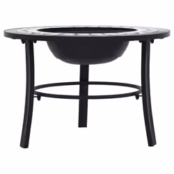 vidaXl Mosaic Fire Pit Black & White 68cm Ceramic Tile Firepit Garden Stove - Additional view 5