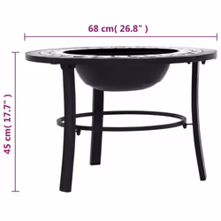 vidaXl Mosaic Fire Pit Black & White 68cm Ceramic Tile Firepit Garden Stove - Additional view 6