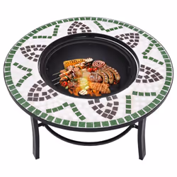 vidaXl 68cm Green Mosaic Fire Pit Table