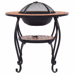 vidaXL Mosaic Fire Pit Table Terracotta Ceramic Barbecue BBQ Tables Fireplace