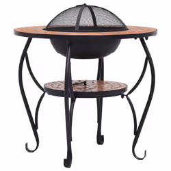 vidaXL Mosaic Fire Pit Table Terracotta Ceramic Barbecue BBQ Tables Fireplace - Additional view 4