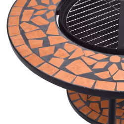 vidaXL Mosaic Fire Pit Table Terracotta Ceramic Barbecue BBQ Tables Fireplace - Additional view 5