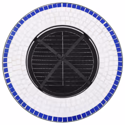 vidaXL Mosaic Fire Pit Table Blue and White Ceramic Barbecue BBQ Fireplace - Additional view 7