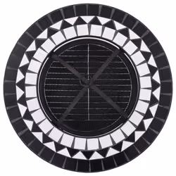 vidaXL Mosaic Fire Pit Table Black and White Ceramic Barbecue BBQ Fireplace - Additional view 6