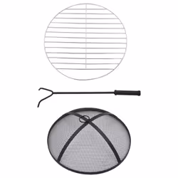 vidaXL Mosaic Fire Pit Table Black and White Ceramic Barbecue BBQ Fireplace - Additional view 7