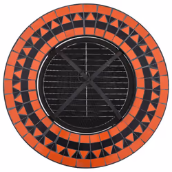vidaXL Mosaic Fire Pit Table Terracotta and White Ceramic Barbecue Fireplace - Additional view 6