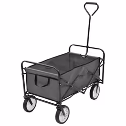 vidaXL Folding Hand Trolley Steel Grey Garden Tools Transport Cart Wagon Truck