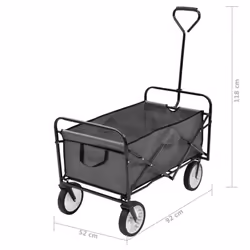 vidaXL Folding Hand Trolley Steel Grey Garden Tools Transport Cart Wagon Truck