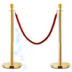 vidaXL 3 Piece VIP Queue Barrier Set Stainless Steel Gold Security Post Rope