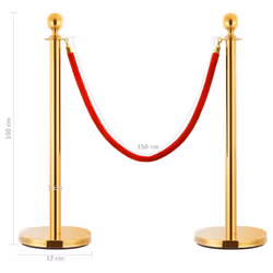 vidaXL 3 Piece VIP Queue Barrier Set Stainless Steel Gold Security Post Rope - Additional view 6