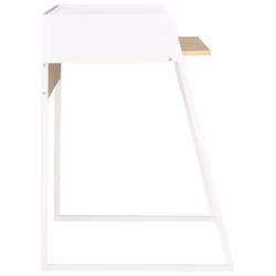 vidaXL Computer Desk with Elevated Back White and Oak Office Writing Table - Additional view 2