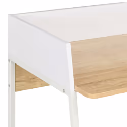 vidaXL Computer Desk with Elevated Back White and Oak Office Writing Table - Additional view 4