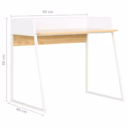vidaXL Computer Desk with Elevated Back White and Oak Office Writing Table - Additional view 6