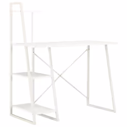 vidaXL Computer Desk with Shelving Unit White Laptop Desk Study Workstation