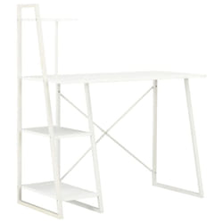 vidaXL Computer Desk with Shelving Unit White Laptop Desk Study Workstation