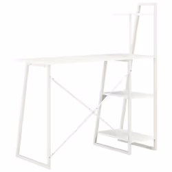 vidaXL Computer Desk with Shelving Unit White Laptop Desk Study Workstation