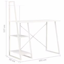 vidaXL Computer Desk with Shelving Unit White Laptop Desk Study Workstation - Additional view 6
