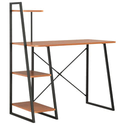 vidaXL Computer Desk with Shelving Unit Black and Brown Laptop Desk PC Table