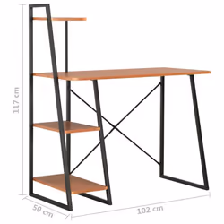 vidaXL Computer Desk with Shelving Unit Black and Brown Laptop Desk PC Table - Additional view 6