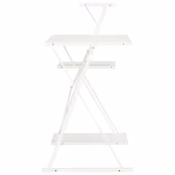 vidaXL Computer Desk with 3 Tier Bookcase X-Shape Legs White Home Office Desk - Additional view 2