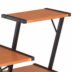 vidaXL Computer Desk with 3 Tier Bookcase X-Shape Legs Black and Brown PC Desk - Additional view 4