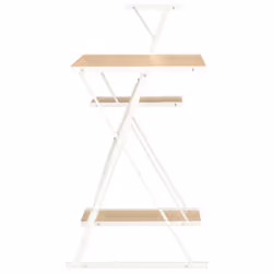 vidaXL Computer Desk with 3 Tier Bookcase X-Shape Legs White and Oak PC Desk - Additional view 2