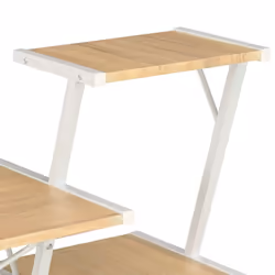 vidaXL Computer Desk with 3 Tier Bookcase X-Shape Legs White and Oak PC Desk - Additional view 4