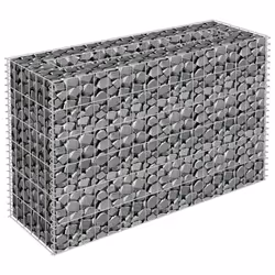 vidaXL Gabion Raised Bed Galvanised Steel 90x60cm Garden Gabion Basket Pots