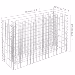 vidaXL Gabion Raised Bed Galvanised Steel 90x60cm Garden Gabion Basket Pots
