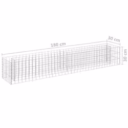 vidaXL Gabion Raised Bed Galvanised Steel 180x30x30cm Garden Fencing Planter - Additional view 6
