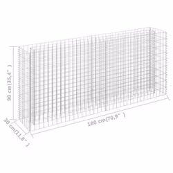 vidaXL Gabion Raised Bed Basket Planter Outdoor Plant Pot Galvanised Steel - 180 x 30 x 90 cm - Additional view 3