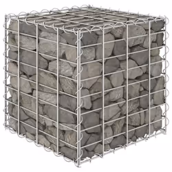 vidaXL Cube Gabion Raised Bed Steel Wire 40cm Outdoor Pot Garden Raised Bed