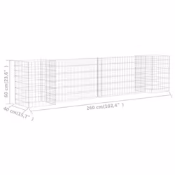 vidaXL H-Shaped Gabion Planter Steel Wire 260x40x60cm Gabion Basket Wall Pot