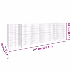 vidaXL H-Shaped Gabion Planter Steel Wire 260x40x80cm Gardening Pot Planter - Additional view 4
